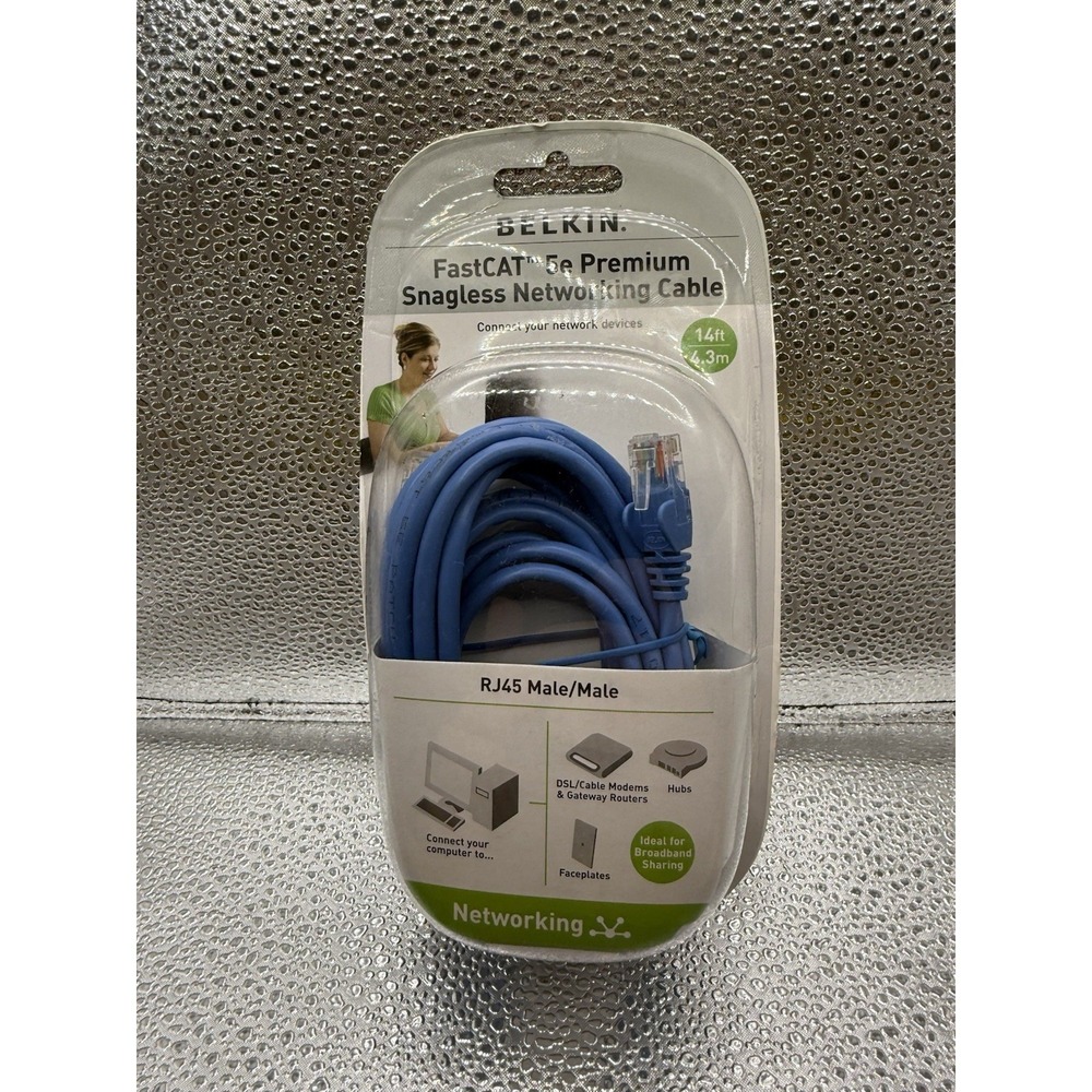 Belkin RJ45 Male/Male FastCat 5e Premium Snagless Networking Cable 7'/Blue